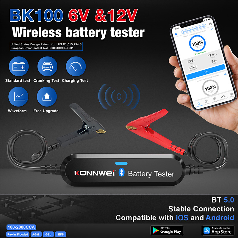 Battery Load Tester - Testador de Bateria Automotiva KONNWEI BK200