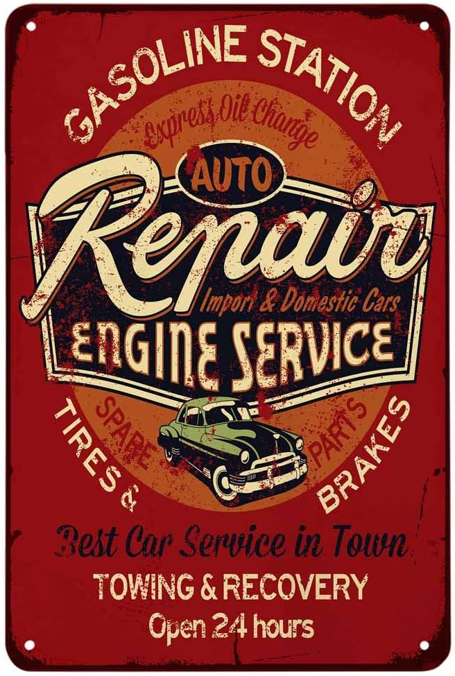 Placa de Metal Vintage para Re - Auto Repair Shop Hours avaliação e preço